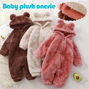 Pyjamas hiver chaud bébé barboteuse corail polaire dessin animé mignon ours à capuche garçons filles né infantile combinaison vêtements doux pyjama salopette 231122