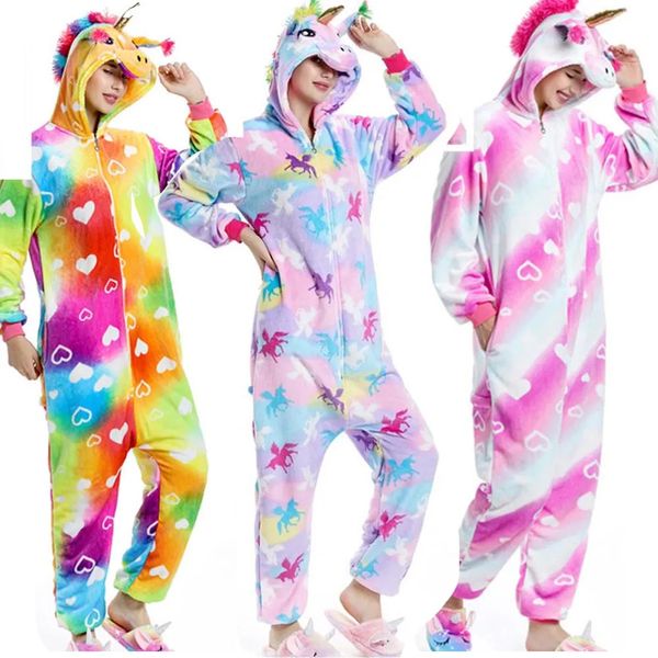 Pijamas Mujer Kigurumi Animal Adultos Gato Oso Franela Onesies Pijama Niñas Ropa Niño Cosplay Disfraz Unicornio Mono Regalo de Navidad 231108