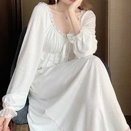 Pyjamas pour femmes en coton pyjamas à manches longues robe de soirée à manches longues robe de soirée blanche surdimension