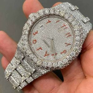 PAK1 2024Andere horlogehorloge Sparkle Ice Out Pave Setting VVS diamanten horloge voor heren Roestvrij staal Materiaal in modemerk
