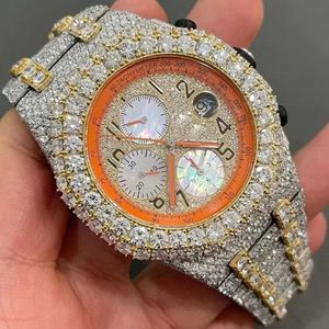 PAK1 2024 Achterder horloge polshorloge sparkle ijs uit plave setting vvs diamanten horloge voor mannen stalen staalmateriaal in modemerk
