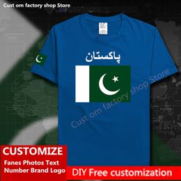 Camiseta con la bandera del país de Pakistán, Jersey personalizado gratuito para aficionados, camisetas de algodón de marca con número de nombre DIY, camiseta deportiva informal holgada 220616