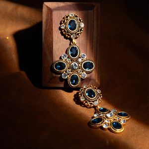 Paleis retro oorbellen rustblauw Frans elegant temperament met diamanten oorbel middeleeuwse sieraden nieuw ontwerp dj-012a