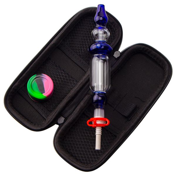 Paladin886 CSYC NC011 Bong de agua de vidrio Estilo Calabash Dab Rig Juego de bolsas para pipa para fumar 10 mm Cuarzo Cerámica Clip para uñas Herramienta Dabber Tarro de silicona Kit de tubos de vidrio portátiles