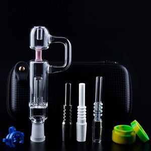 Paladin886 CSYC NC063 Bongs de agua de vidrio Juego de bolsas de pipas para fumar 14 mm Punta de cerámica Cuarzo Banger Clip de uñas Herramienta Dabber Tarro de silicona Mango estilo Z A prueba de derrames Dab Rig Bong