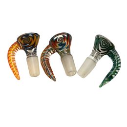 Paladin886 G067 Pipe à fumer Dab Rig Bong en verre bols grande poignée en corne de bœuf 14mm 18mm mâle bol en verre de couleur