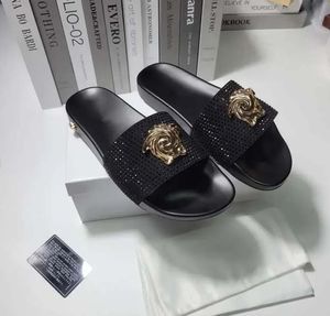 Palazzo Slide Designer Shoe Slipper Rubber Sole Sliders Luxury Woman Man Sandal Summer Beach Flip Flop Shoe Loafer Sandale Vintage Brand Wholesale Brand Crystal