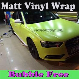 Film vinyle mat jaune Fluorescent vert pâle pour enveloppe de voiture avec enveloppe graphique de véhicule à bulles d'air 1 52x30m rouleau 246h