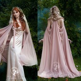 Bolero de gasa rosa pálido para mujer, Cosplay de Halloween, estilo gótico nupcial, chaqueta envolvente, capa, estola de boda para mujer