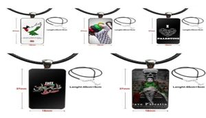 Palestine Art Stop Wars for Girls Vintage Jewelry Steel Color Glass Cabochon Choker Hanger Long Rectangle Necklace11149589