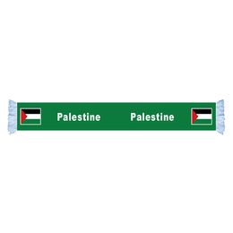 Palestine Flag Scarf Factory Supply Quality Polyester World Country Satin Scarf Nation Football Games Fans Scarfs With White Color Tassel