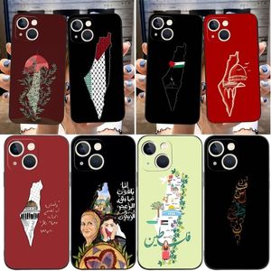 Palestine Carte Flag Téléphone pour l'iPhone 15 Pro Max 14 plus 13 12 11 XS Max xr x 8 7 6 iPhone15 National Wind Fashion Soft TPU Black Mobile Phone Cover Skin