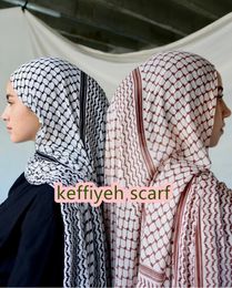 Palestijnse Keffiyeh Sjaal Gedrukt Chiffon Hijab Hoofdband Bruin Lange Hijaabs voor Vrouw Moslim Arabische Tulband Sjaals Islamitische Kleding 240327