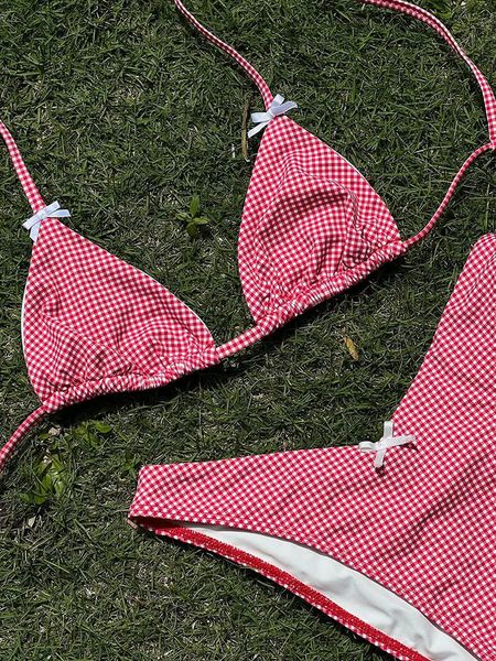 Palid Imprimer Bikinis Bow Maillots De Bain Femmes Maillot De Bain Triangle Bikini Ensemble Bandage Maillot De Bain Taille Basse String Beachwear Biquini 240113