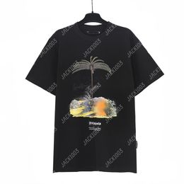 Palm 24sss zomerletter afdrukken logo spook grappige gezicht t shirt vriendje geschenk losse oversized hiphop unisex korte mouwliefhebbers stijl teten engelen 2254 gua