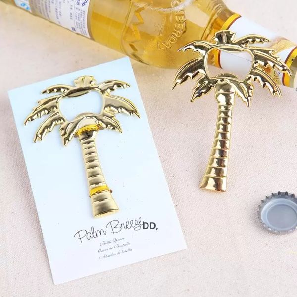 Ouvre-bouteille de palmier couleur or métal cocotier ouvre-bière faveurs de mariage sur le thème de la plage