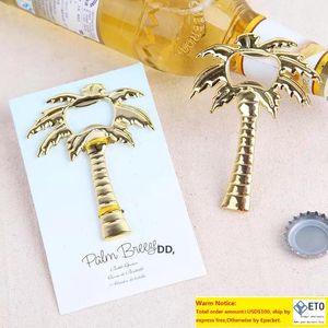 Palm Breeze Chrome Ouvre-bouteille couleur or Métal Cocotier Bière Ouvre-bouteilles Faveurs de mariage sur le thème de la plage