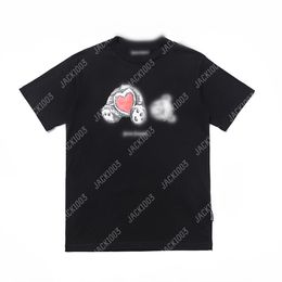 Palm PA 24SS Zomerbrief afdrukken brak onthoofde liefde beer logo t -shirt vriendje geschenk los oversized hiphop unisex korte mouwliefhebbers stijl teten engelen 2151 kby