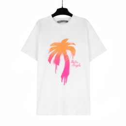 Palm PA 24SS Summer Rainbow Palm Letter Printing Logo T -shirt Briendje Geschenk los oversized hiphop unisex korte mouwliefhebbers stijl Tees Angels 2213 NZFA