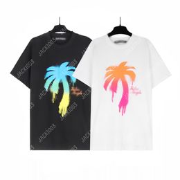 PALM PA 24SS SUMBOW RAINBOW PALM LETTER IMPRESSION LOGO T-shirt Boyfriend Gift Loose Loose Hip Hop Unisexe Lovers à manches courtes Style Tees Angels 2213 NURT