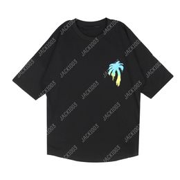 Palm PA 24SS Summer Rainbow Palm Letter Printing Logo T -shirt Briendje Geschenk losse oversized hiphop unisex korte mouwliefhebbers stijl Tees Angels 2215 nyti