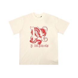 Palm Pa Harajuku 24ss Summer Letter Loong Borduurwerk Logo T -shirt Briendje Geschenk losse oversized hiphop unisex korte mouwliefhebbers stijl Tees Angels 2280 kdm