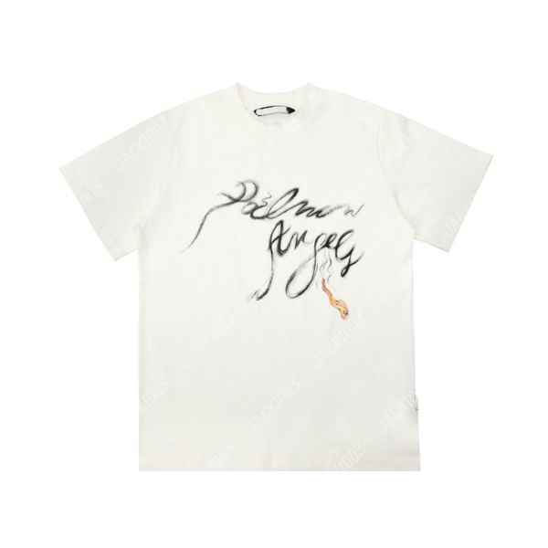 Palm Pa Tops Smoke Logo Summer Loose Luxe Tees Unisexe Couple T-shirts Retro Streetwear T-shirt surdimensionné Angels 2276 YBF