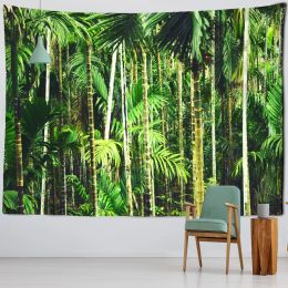 Palm Paulownia Bamboo Forest Mur suspendu paysage peinture tapisserie salon ins simple fond de fond décor