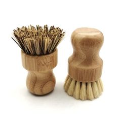 Palm Pot Wash Brosse en bois rond mini-plat brossage Natural Scrup Brush Durable Durable Handle Clain Nettoyage Distes Kit Kit FWD7653313