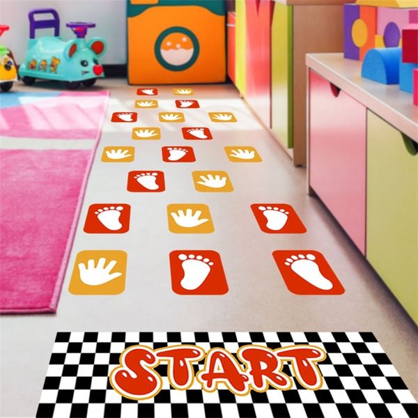 Impresión de palma Juego interactivo Pegatina de piso PVC extraíble autoadhesivo Pegatinas de pared Niños Dormitorio decorativo Decoración del hogar 220217