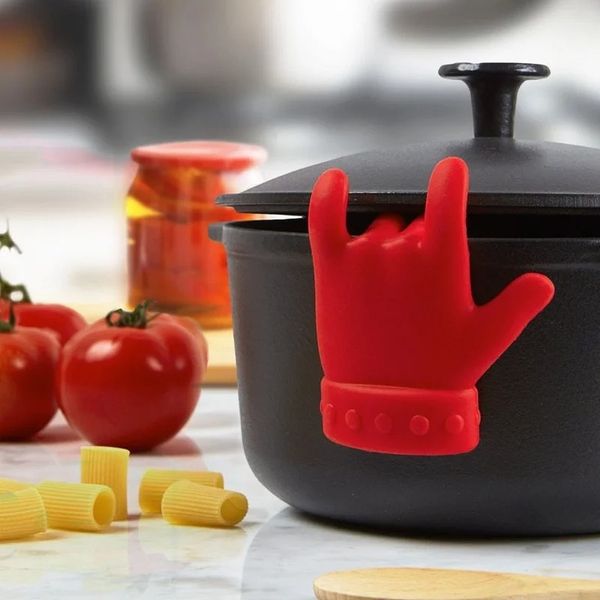 Couvercle Anti-débordement en forme de paume, outil de cuisine, couvercle de Pot à doigt de levage en Silicone, support à cuillère à soupe haute