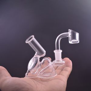 Palmformaat Glazen Bong Waterpijpen 10 mm Vrouwelijke Recycler Booreiland Waterleidingen Gemakkelijk in de zak te steken Glazen Bubbler Rookpijp met 4 mm dikte Quartz Banger Nageloliebrander