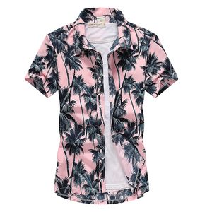 Palm Tree Printed Hawaiian Beach Shirt for Men Summer Short Sleeve 5XL Aloha Shirts Mens Holiday Vacation Clothing Chemise