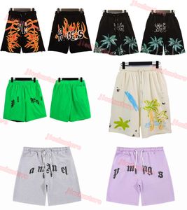 Palms Palmangel Pantalones cortos para hombre Menwomens Diseñador Pantalones cortos Impresión de letras Tira Correas Casual Ángulo de cinco puntos Ropa Ropa de playa de verano Azul Verde