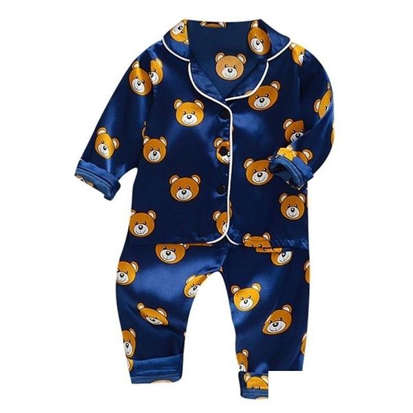 Pamas Toddler Silk Satin Pajamas Set Baby Sleeping Wars Pijama Suit Boys Girls Sorme Two Piece Kids Loungewear 220809 Drop Delivery Mate Dhcfx