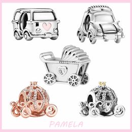 PAMELA 925 argent citrouille voiture bébé voiture breloques voiture perles bricolage pour Pandora Bracelet bijoux