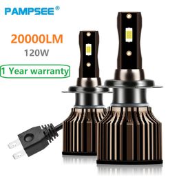 PAMPSEE H7 phare LED H4 H1 H8 H16 H11 9005 HB3 9006 HB4 voiture LED lumières 20000LM 120W 6500K CSP puce haute feux de croisement antibrouillard