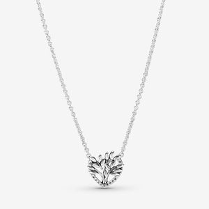 Pan Dora coeur arbre généalogique Collier Collier authentique 925 en argent Sterling avec zircon cubique clair bricolage bijoux fins Collier 399261C01-50