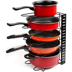 Pan Organizer Rack met 8-lagen Verstelbare Cookware Pot voor Keuken Organisatie Plank Snijplank Opslag 211112