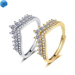 Bijoux de luxe non ternissant panoramique Dubaï 14k conceptions en or jaune ajusté en diamant zircon couronne anneaux Moissanite pour les femmes