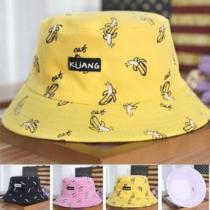 Panama emmer hoed mannen vrouwen zomer cap banaan print gele bob hiphop gorros vissersvisser brede rand hoeden