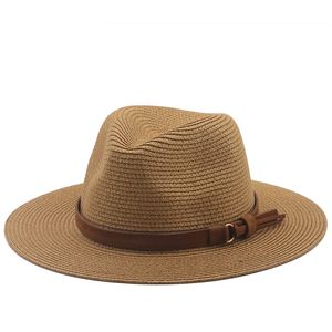Panama Chapeau D'été Soleil Chapeaux Pour Femmes Hommes Plage Chapeau De Paille De Mode UV Soleil Protection Voyage Cap Chapeu Feminino 220607