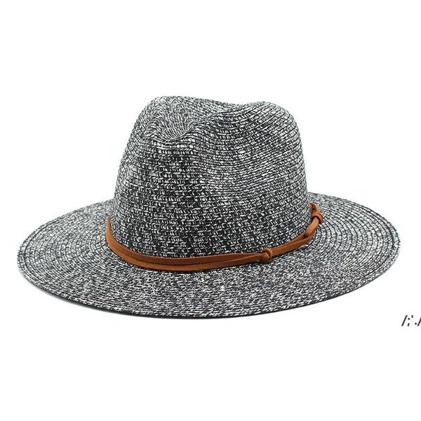 Panama Jazz Top Hat 2022 Printemps Été Paille Large Bord Chapeaux pour Femmes Hommes Protection Solaire Cap Femme Homme Ombre Chapeau Hommes Casquettes De Plage ZZE14007