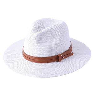 Panama Soft Shaped Plaw Hat Summer Femmes hommes larges bordure de plage de la plage du soleil Protection UV Fedora Chapeu Feminino 240409