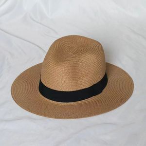 Panama Straw Hat gevlochten jazzstro -hoed heren en dames zomers zonneschade hoed