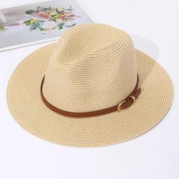 Panamá Sombrero de paja Jazz Femenino Top Men and Womens Spring Summer Woven Fashionable Sun Protection Sunshade 240403