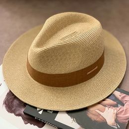 Panama Straw Hat unisex top fedora big head omtrek zon schaduw UV bescherming allmatch mode verstelbare ademhaling 231221