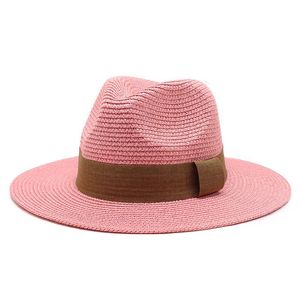 Panama strohoed vrouwen zon hoeden dames lente zomer sunhat mannen brede rand caps jazz caps vrouw mode outdoor zee strand sunhats man chapeau groothandel 2021