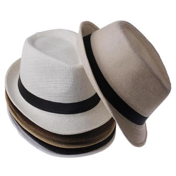 Panamá Sombreros de Paja Fedora Moda Suave Hombres Mujeres Stingy Brim Caps 6 Colores Elija 10 unids lot2256