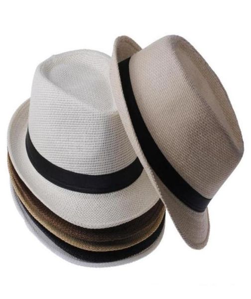 Sombreros de paja de Panamá Fedora Moda suave Hombres Mujeres Stingy Brim Caps 6 colores Elija 10pcslot8140272